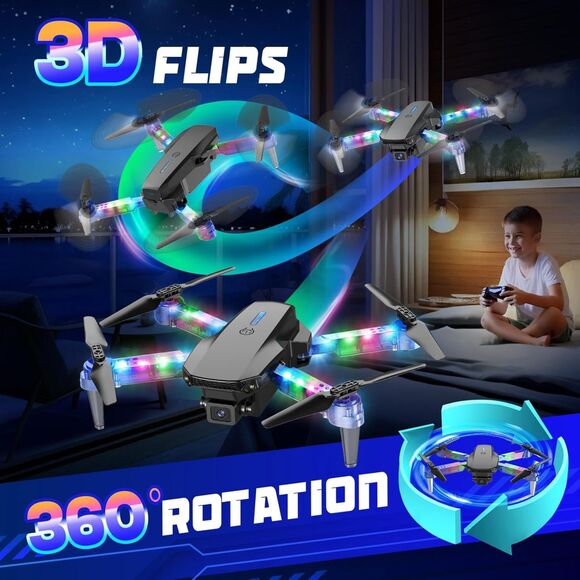 Mini Drone for Kids and Beginners, Quadcopter with LED Lights, 3D Flip - Picture 6 of 7